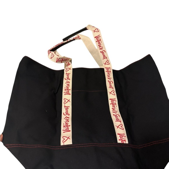 Victoria's Secret Black Tote Bag with Red Accents new with tag - Picture 2 of 10